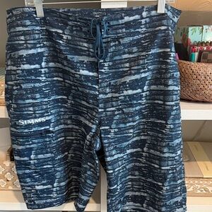Simms Navy Patterned Men's Board Shorts. Unlined. Size 38. Like new!